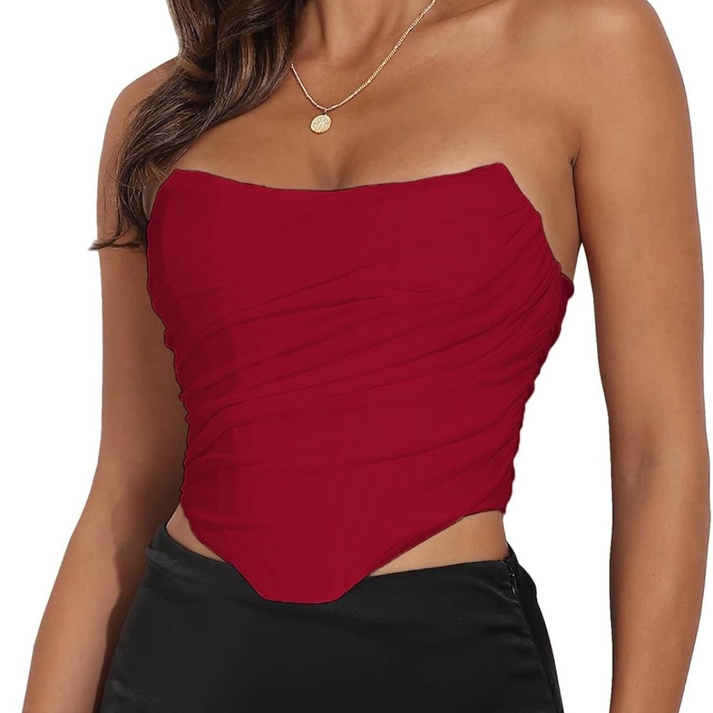 Never Worn Red mesh corset top